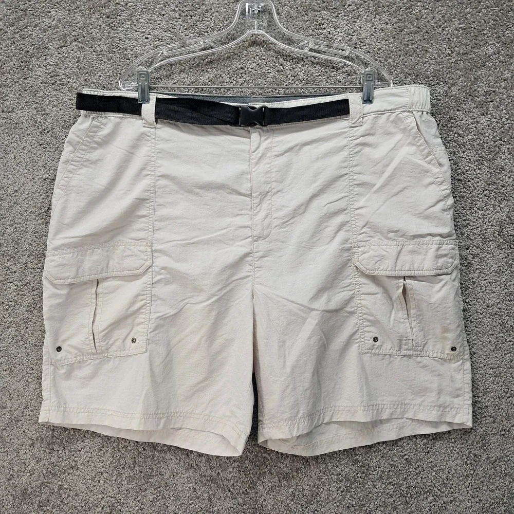 Croft & Barrow Mens Cargo Shorts Off White Nylon Belted Size 44 Hiking 8092